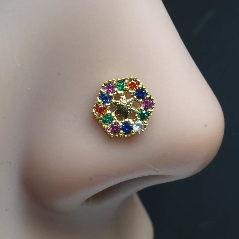 22g Gold Plated Corkscrew Nose Stud