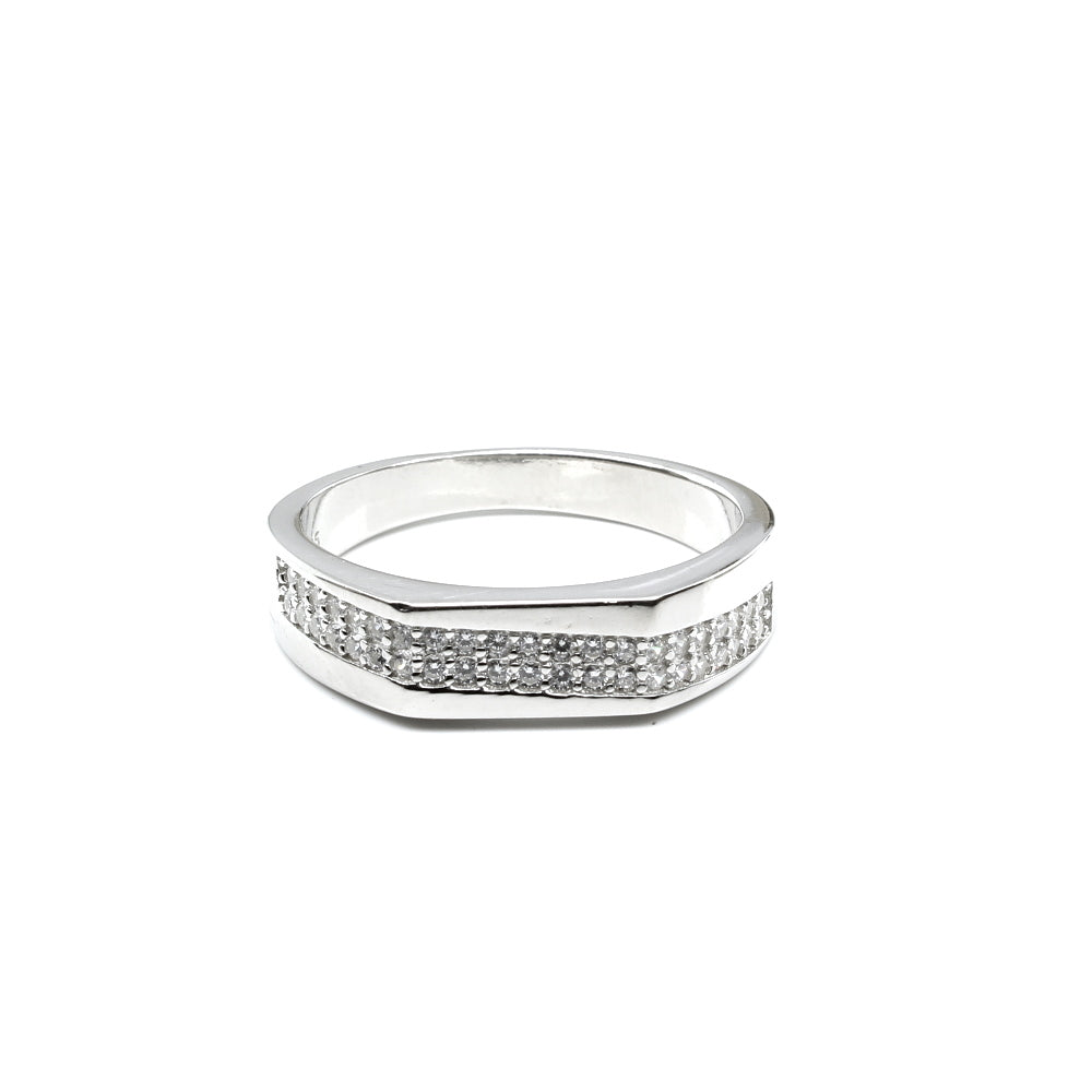 Solid 925 Sterling Silver Men's Ring Platinum Finish