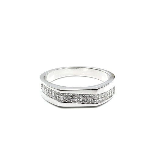 Solid  925 Sterling Silver Men's Ring Platinum Finish