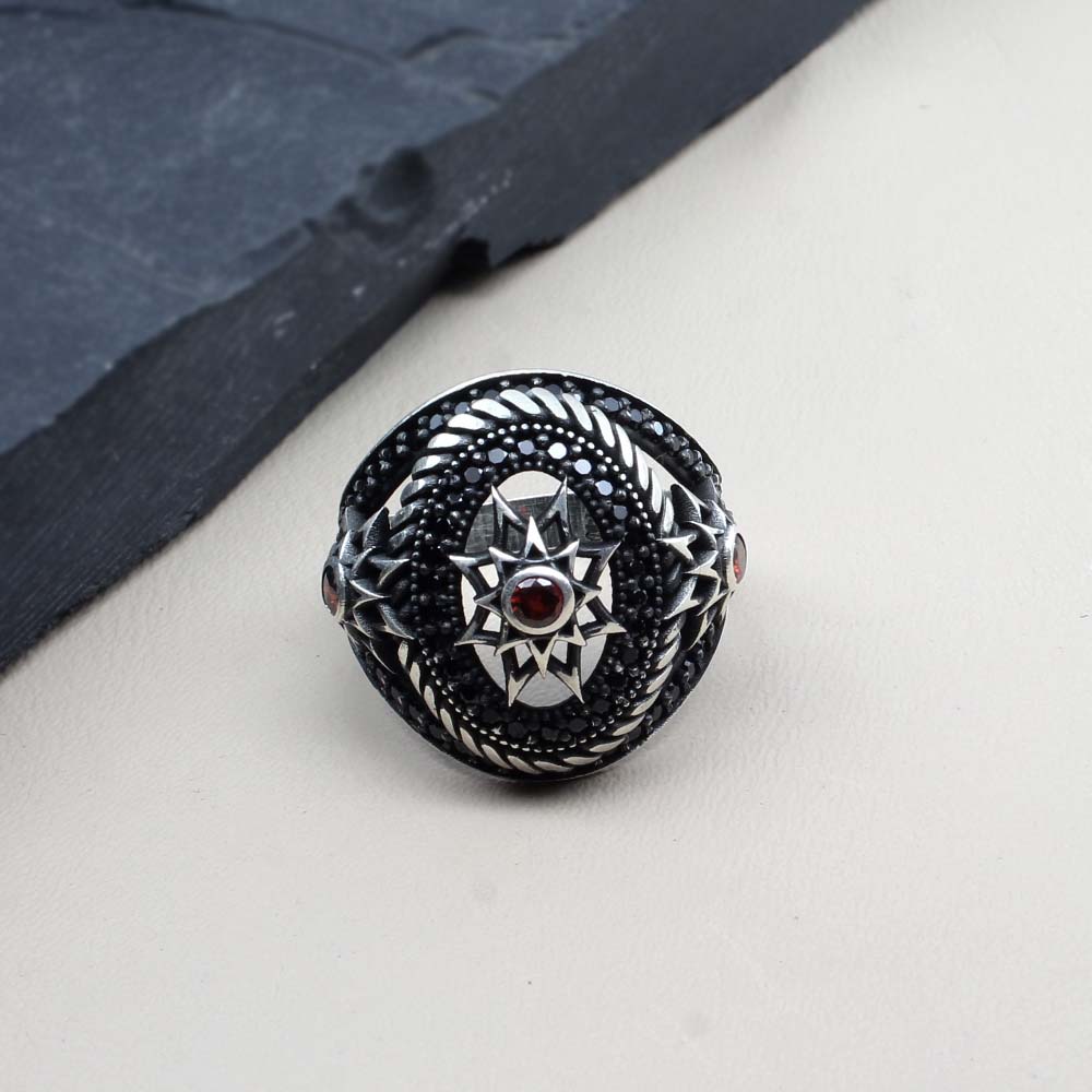 Gothic 925 Sterling Solid Silver CZ Men's Finger ring