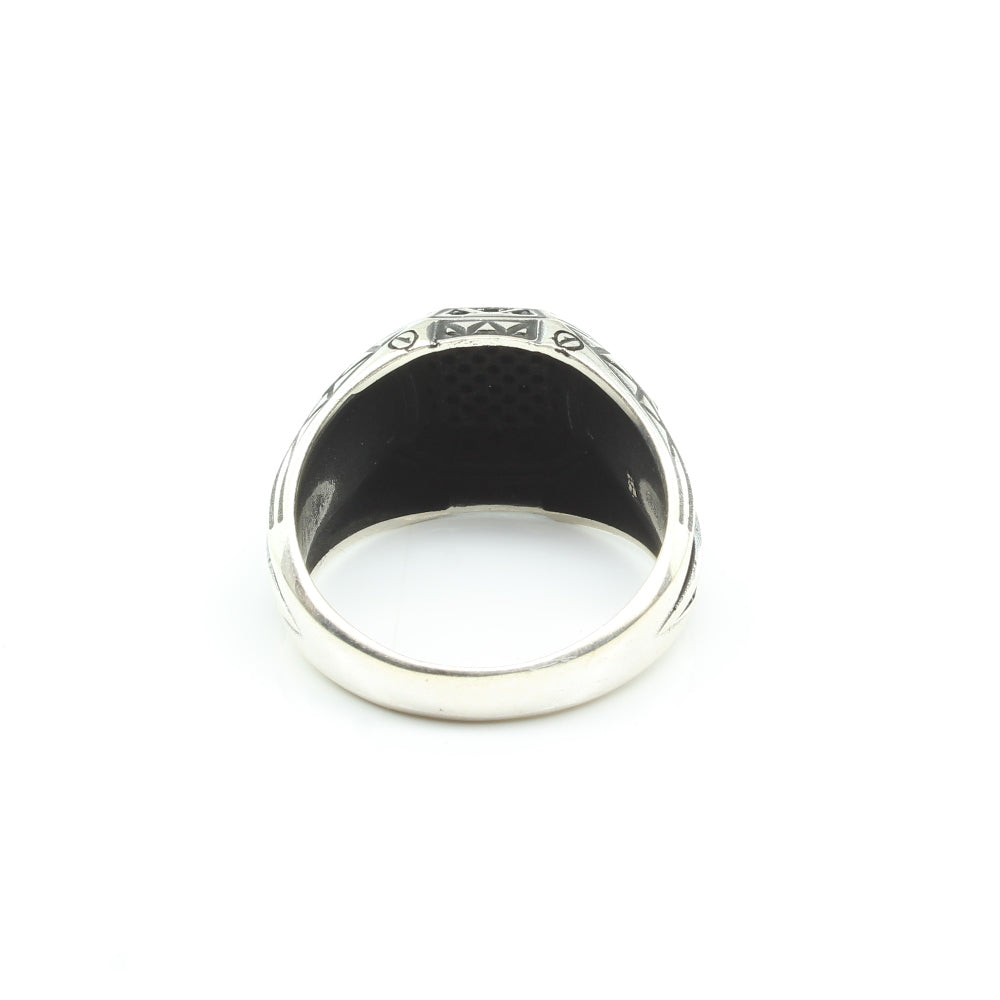 Turkish Style 925 Sterling Silver Oxidized Black CZ Men's ring