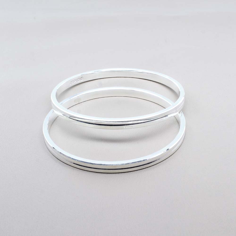 Pure Silver Joint-less Kids Bangle Bracelet Pair - 5 CM