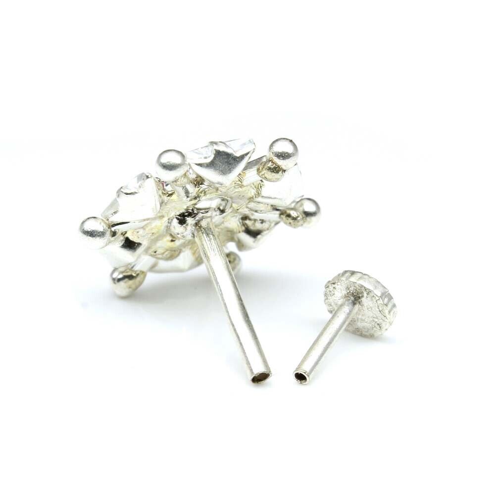 Silver Nose Pin for women with Push pin