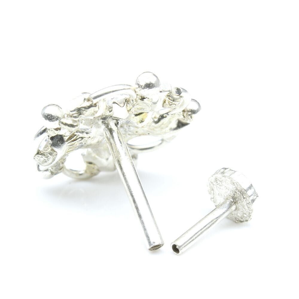 Silver Nose Pin for women with Push pin