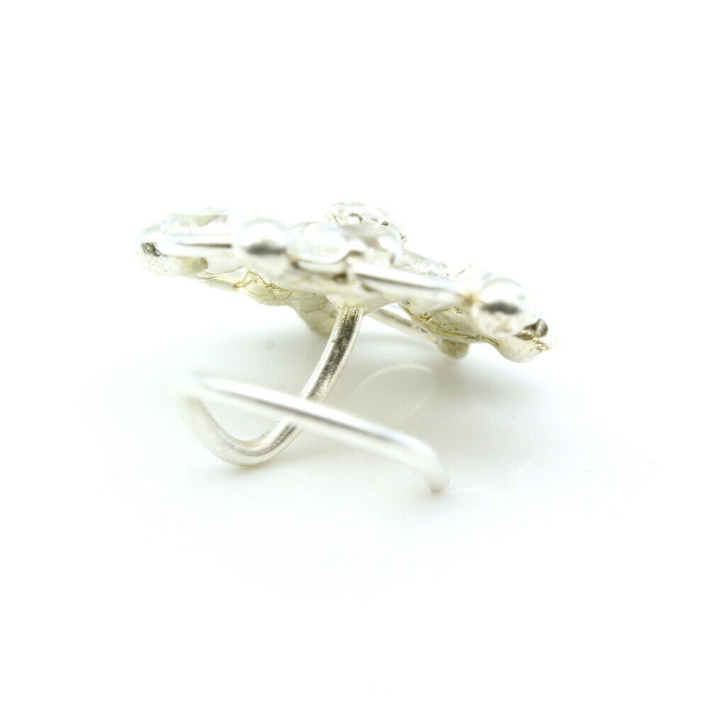 Real Sterling Silver Nose ring CZ Twisted nose ring