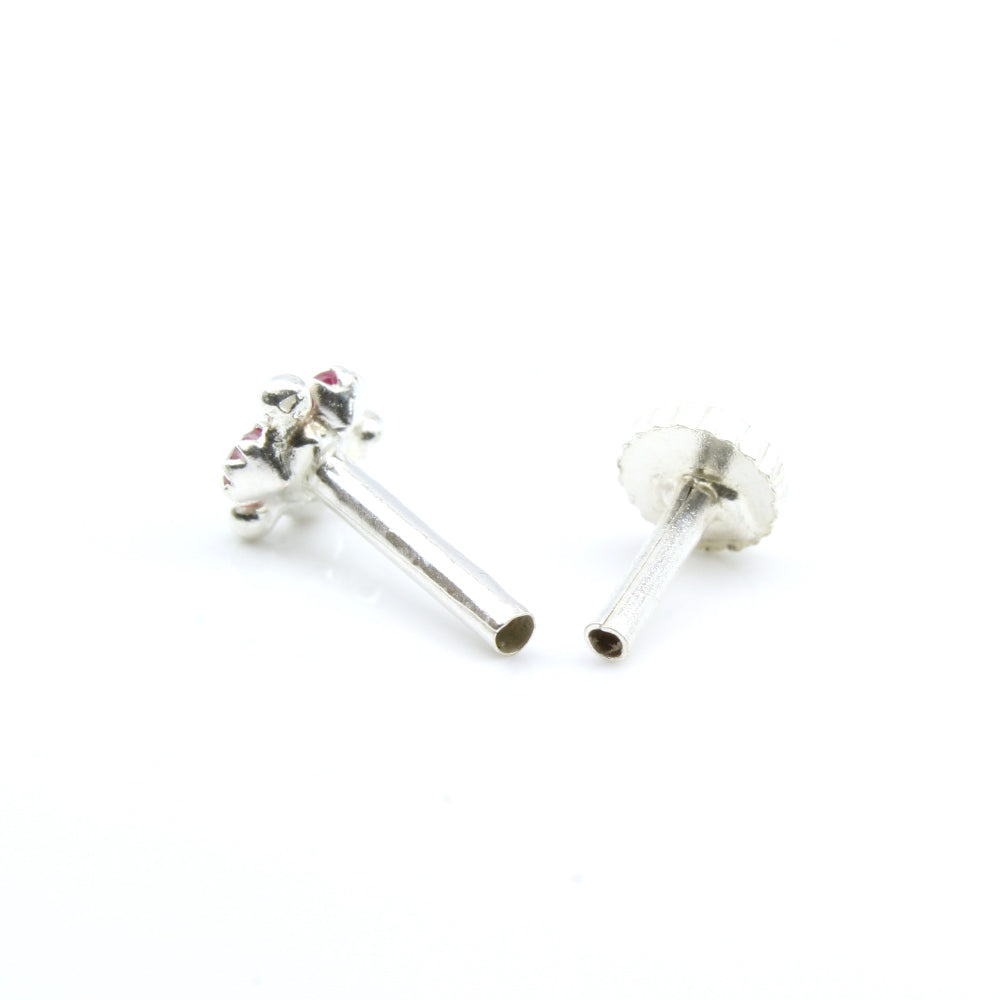 Silver Nose Pin for women with Push pin