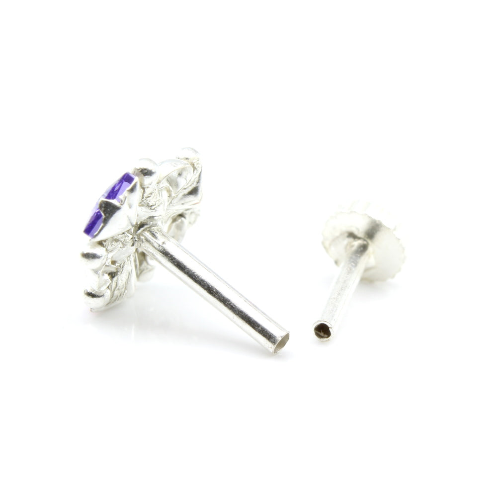 Silver Nose Pin for women with Push pin