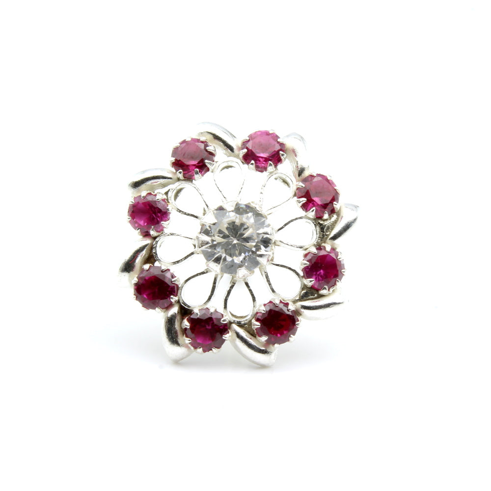 925 Sterling Silver Floral Nose Pin
