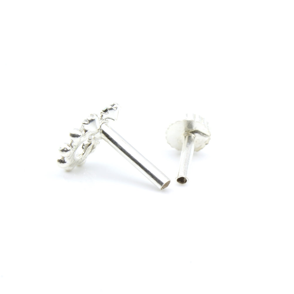 Silver Nose Pin for women with Push pin