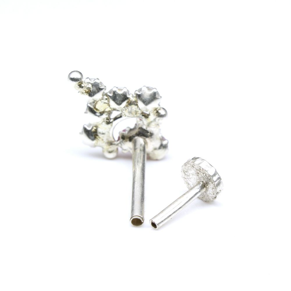 Silver Nose Pin for women with Push pin