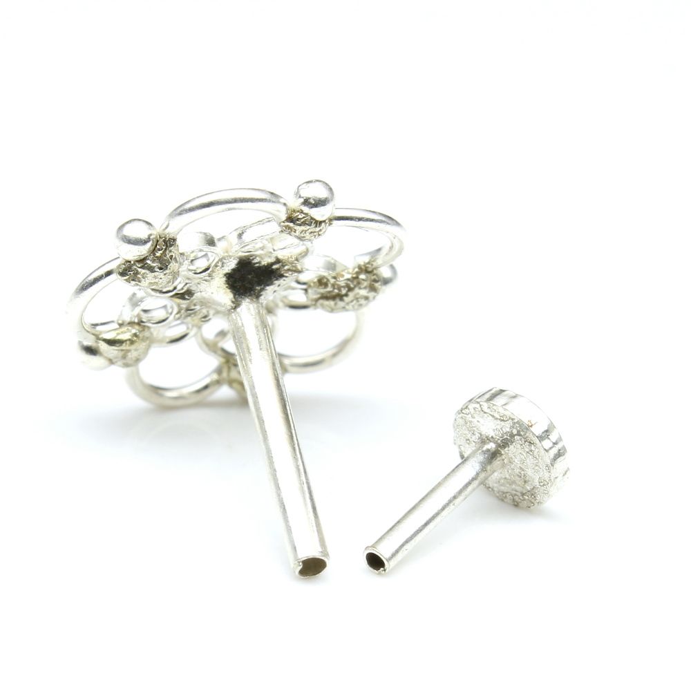 Silver Nose Pin for women with Push pin