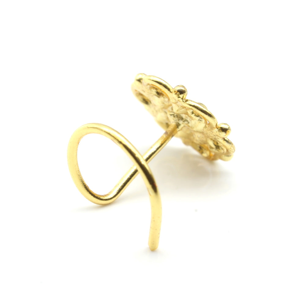 Beautiful Gold Plated Nose Stud White CZ L Bend nose ring 22g