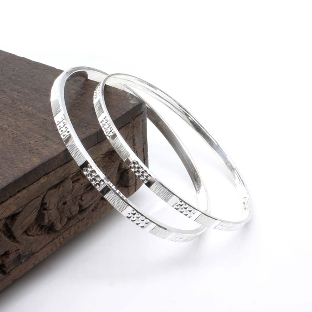 Sterling 990 Silver Women Bangles Bracelet (Kangan)-Pair – Karizma