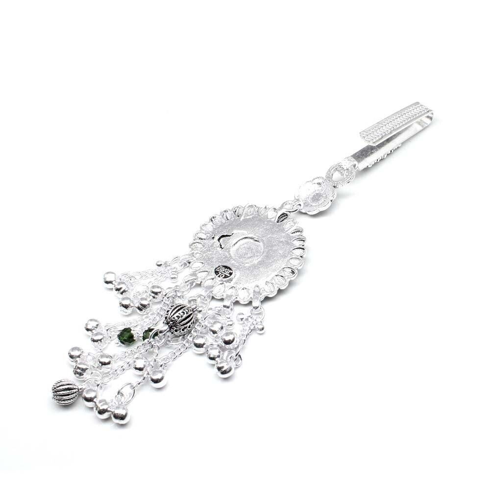 Beautiful Real 925 Silver Indian Oxidized Women Waist Key Chain Holder 6.3 in