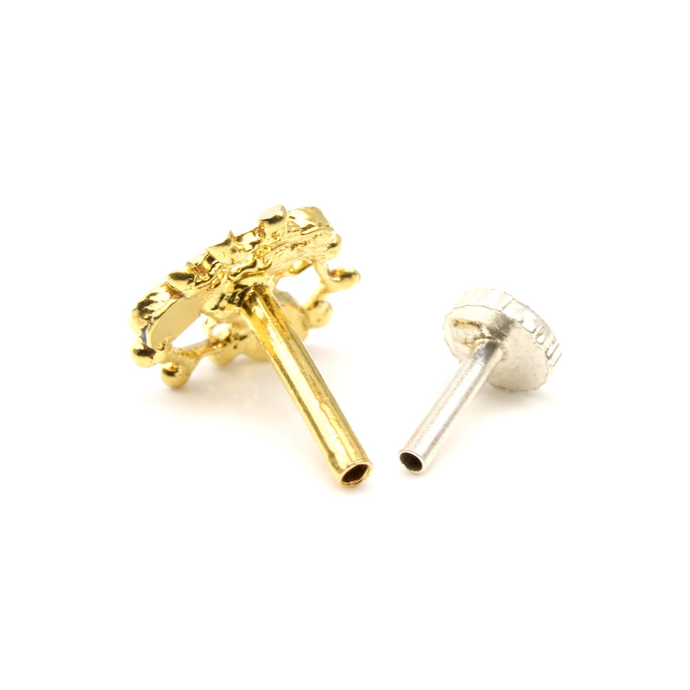 14K Pure Gold Nath with push pin