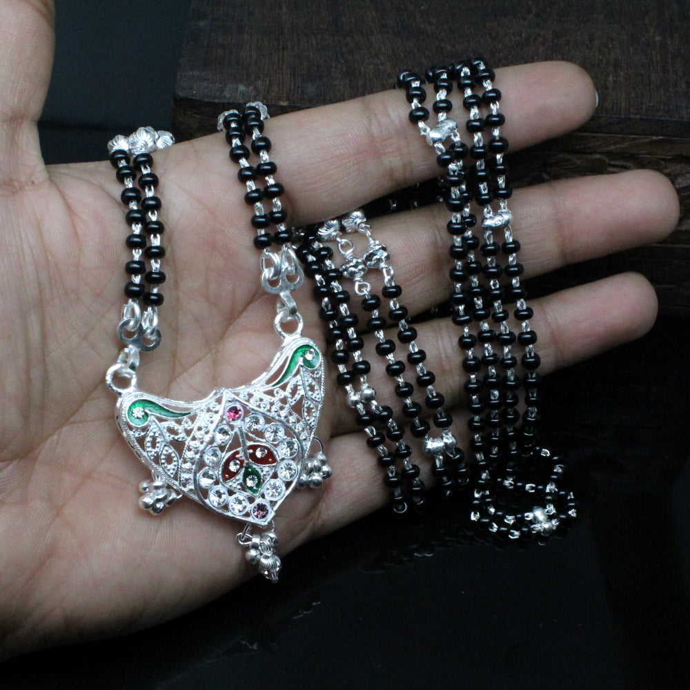 Real silver Mangalsutra women necklace chain gift for wife