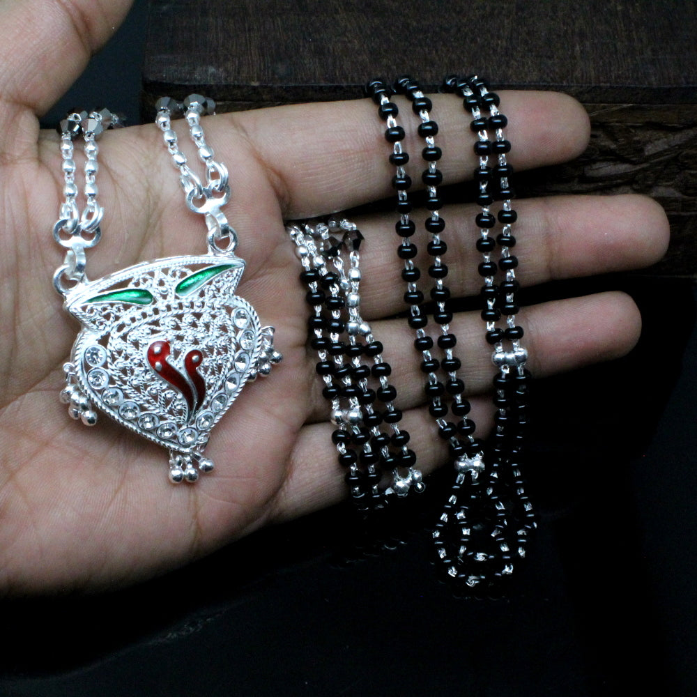 Handmade sterling silver Mangalsutra women necklace chain gift for wife