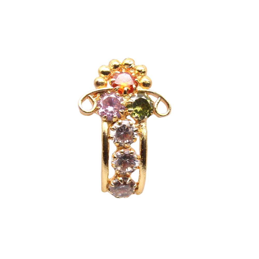 Gold Plated Women Nose Stud CZ Twisted nose ring