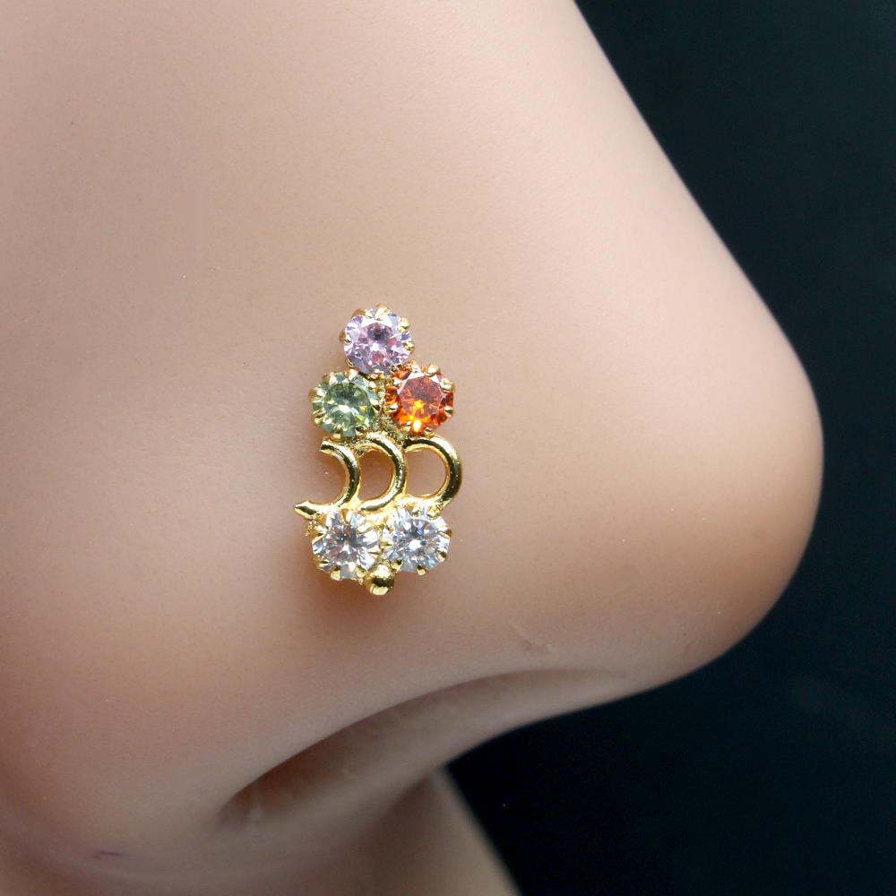 22g Gold Plated Corkscrew Nose Stud