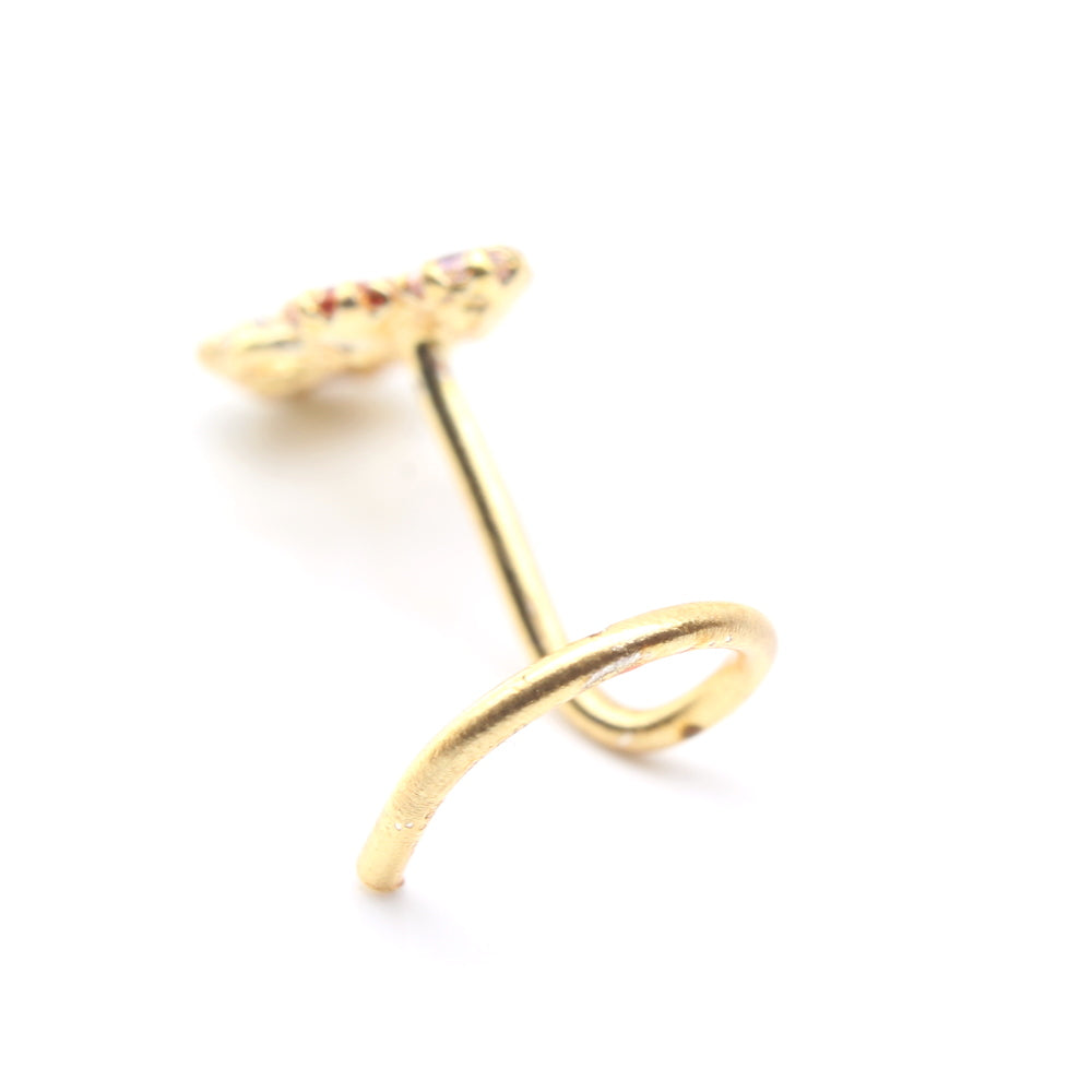 22g Gold Plated Corkscrew Nose Stud