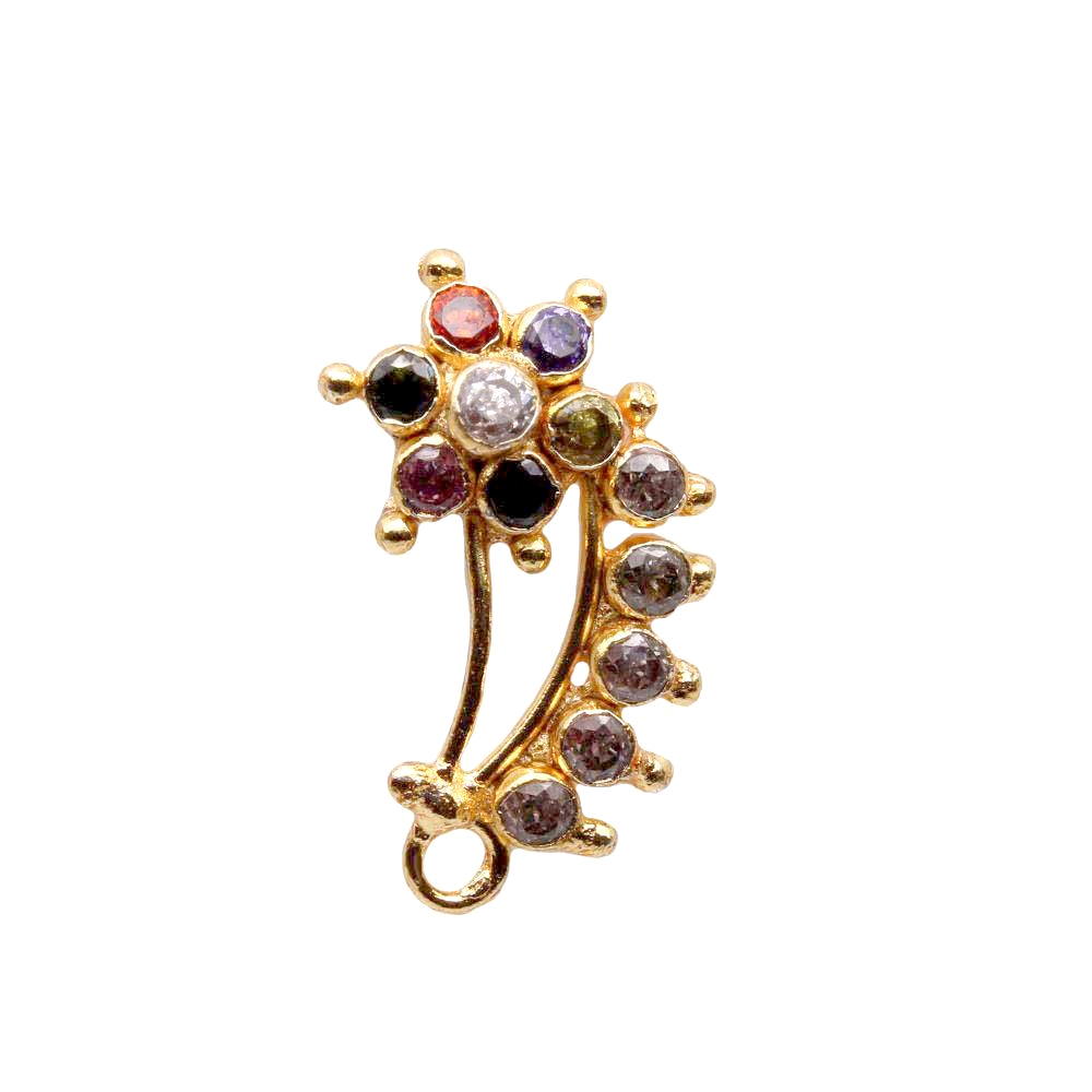 Big 22g Gold Plated Corkscrew Piercing Nose Stud
