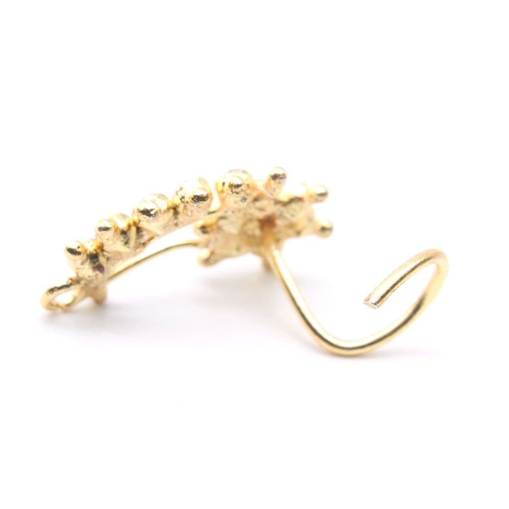 Big 22g Gold Plated Corkscrew Piercing Nose Stud