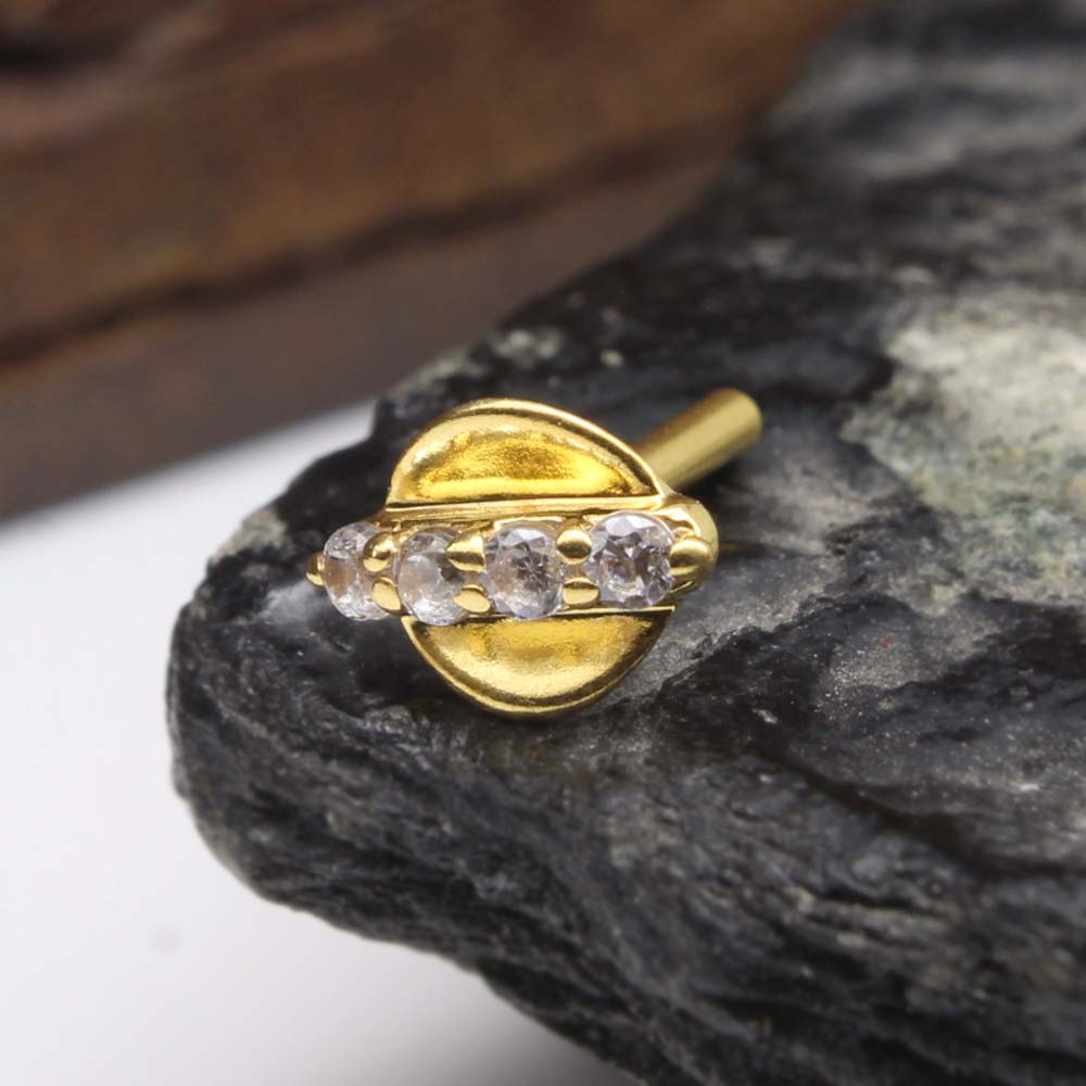 14K Real Gold Nose stud CZ Indian nose ring