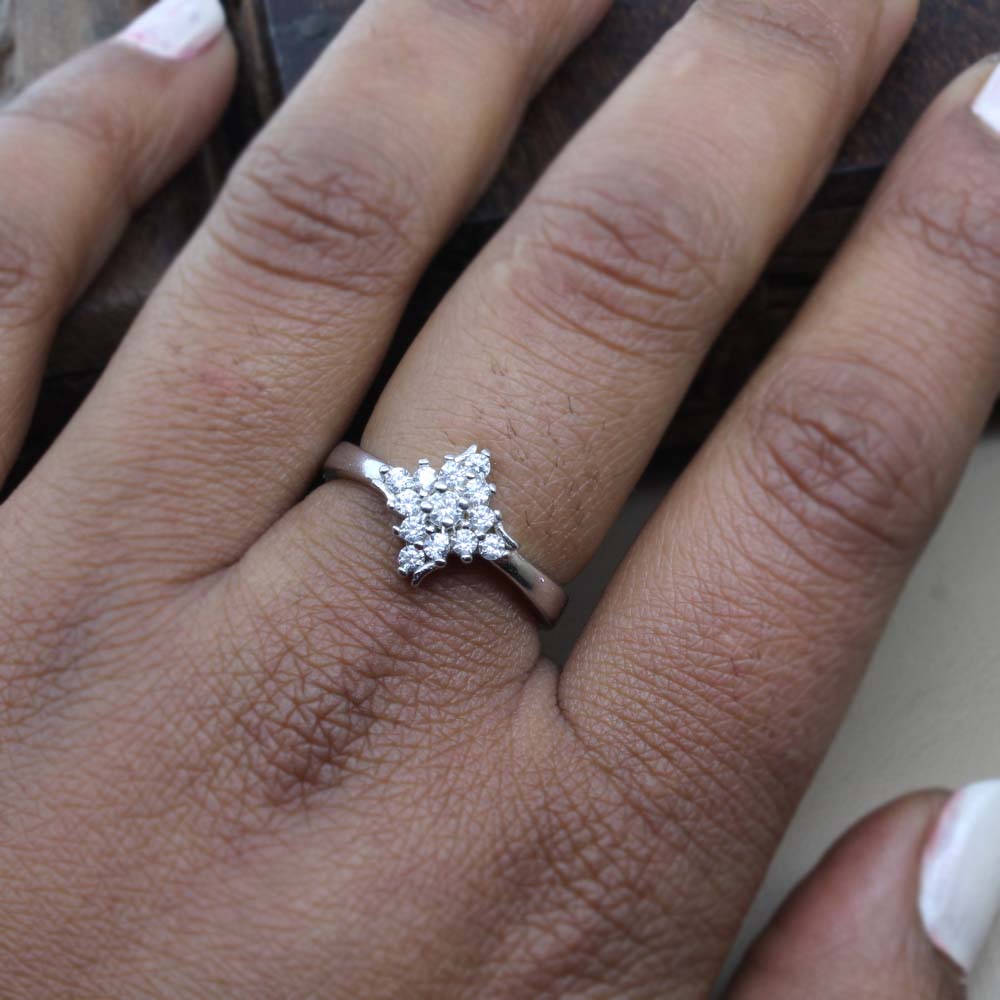 Real Sterling Silver Ring Platinum Finish