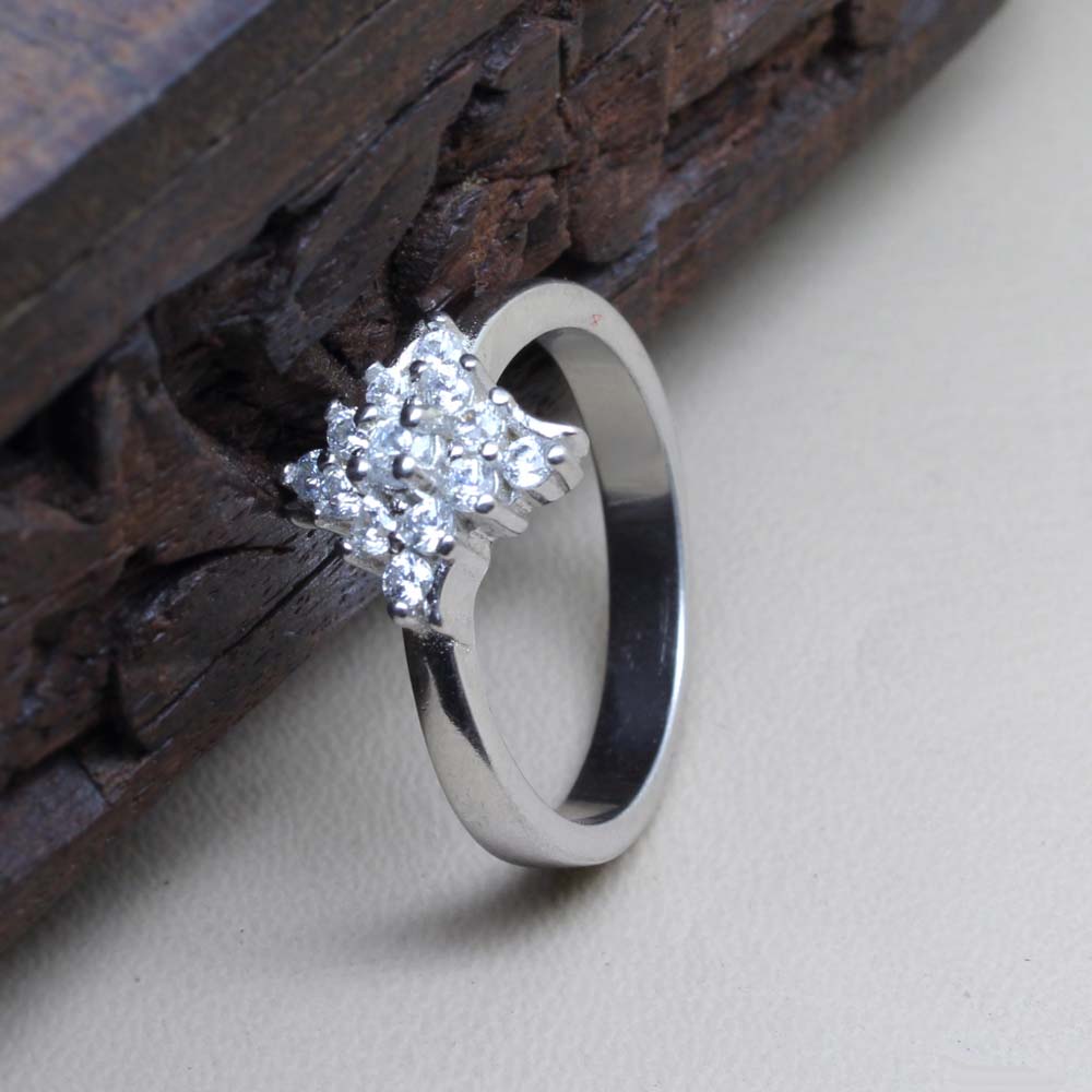 Real Sterling Silver Ring Platinum Finish