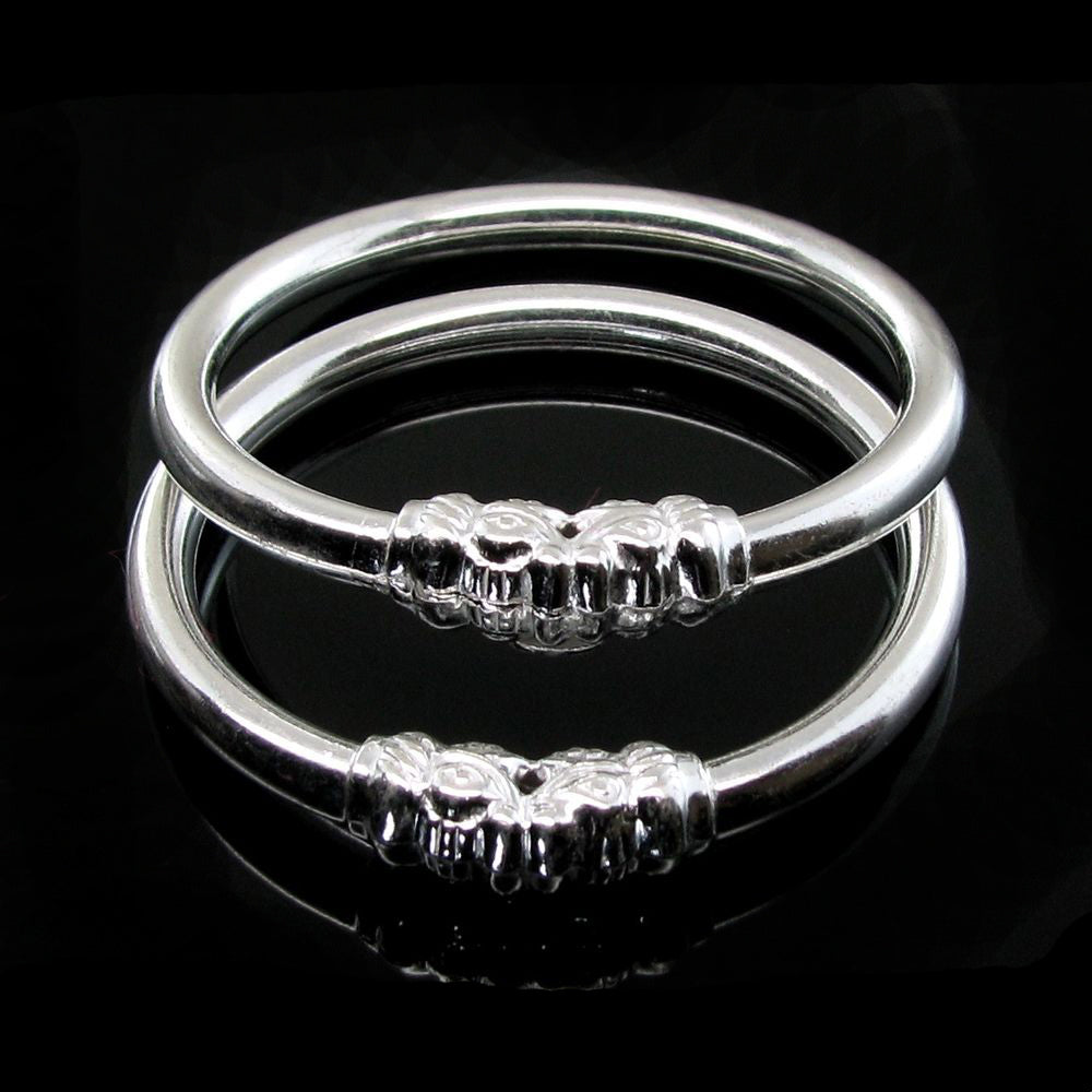Sterling Silver Kids Bangles Bracelet - Pair