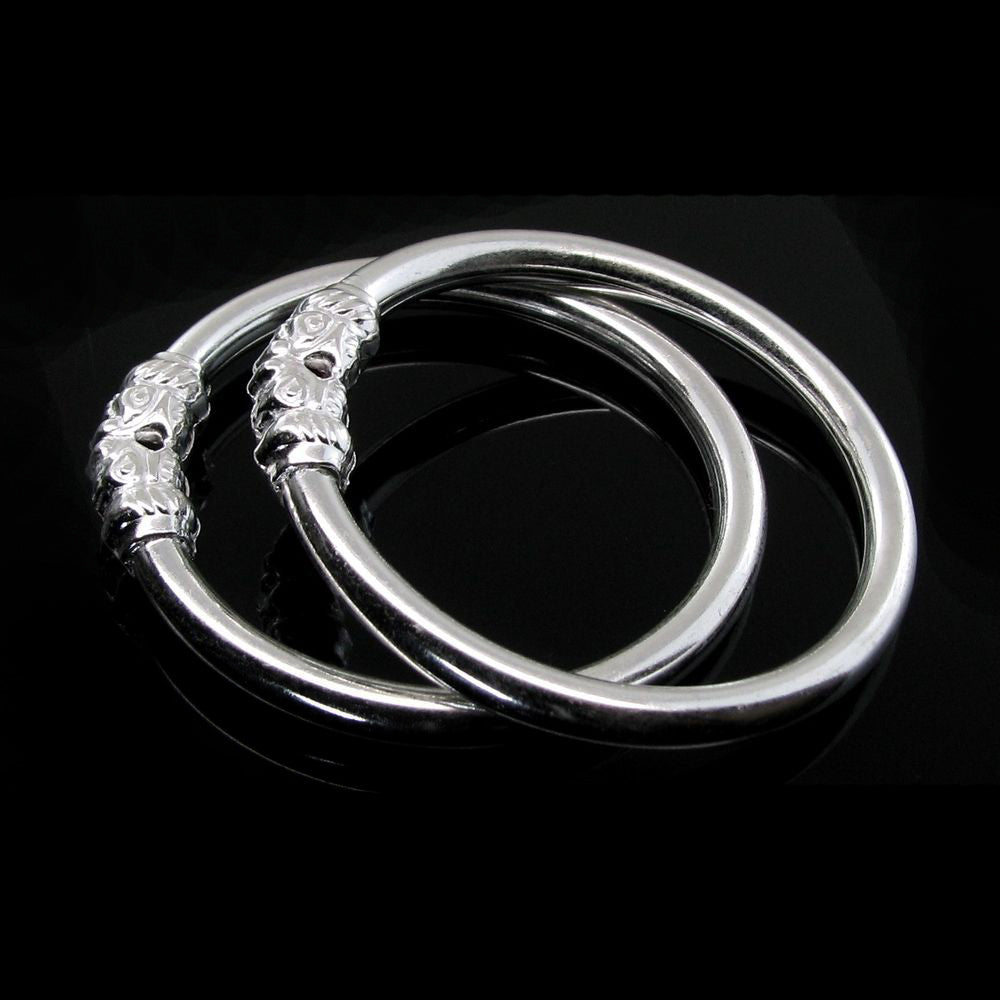 Sterling Silver Kids Bangles Bracelet - Pair
