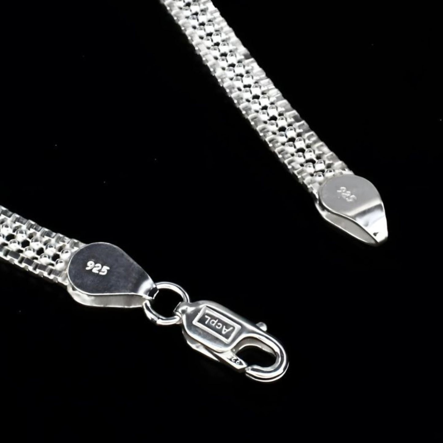 925 Sterling Silver elegant flat design Men's Chain Bracelet 8.5"