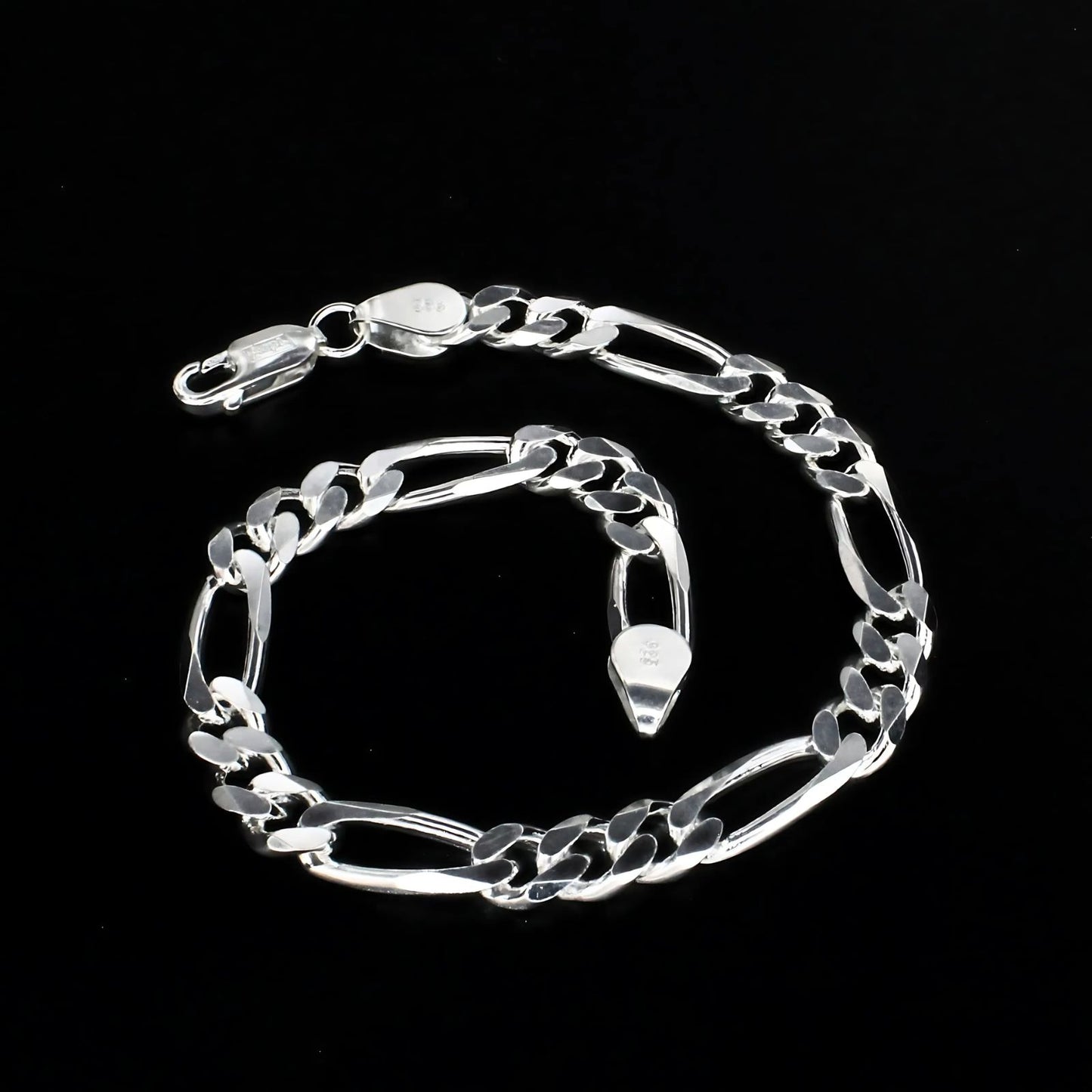 925 Sterling Silver daily wear Men's figaro Chain Bracelet 8.5"