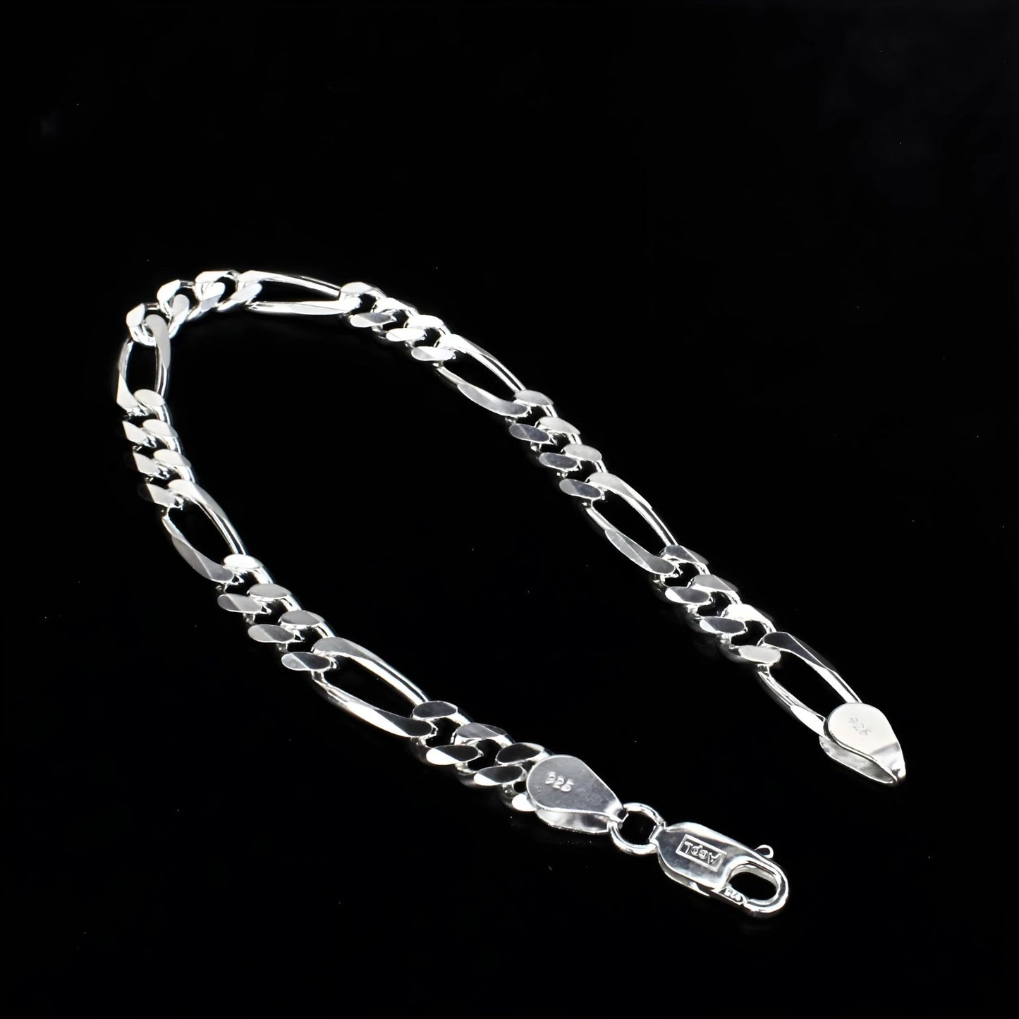 925 Sterling Silver daily wear Men's figaro Chain Bracelet 8.5"