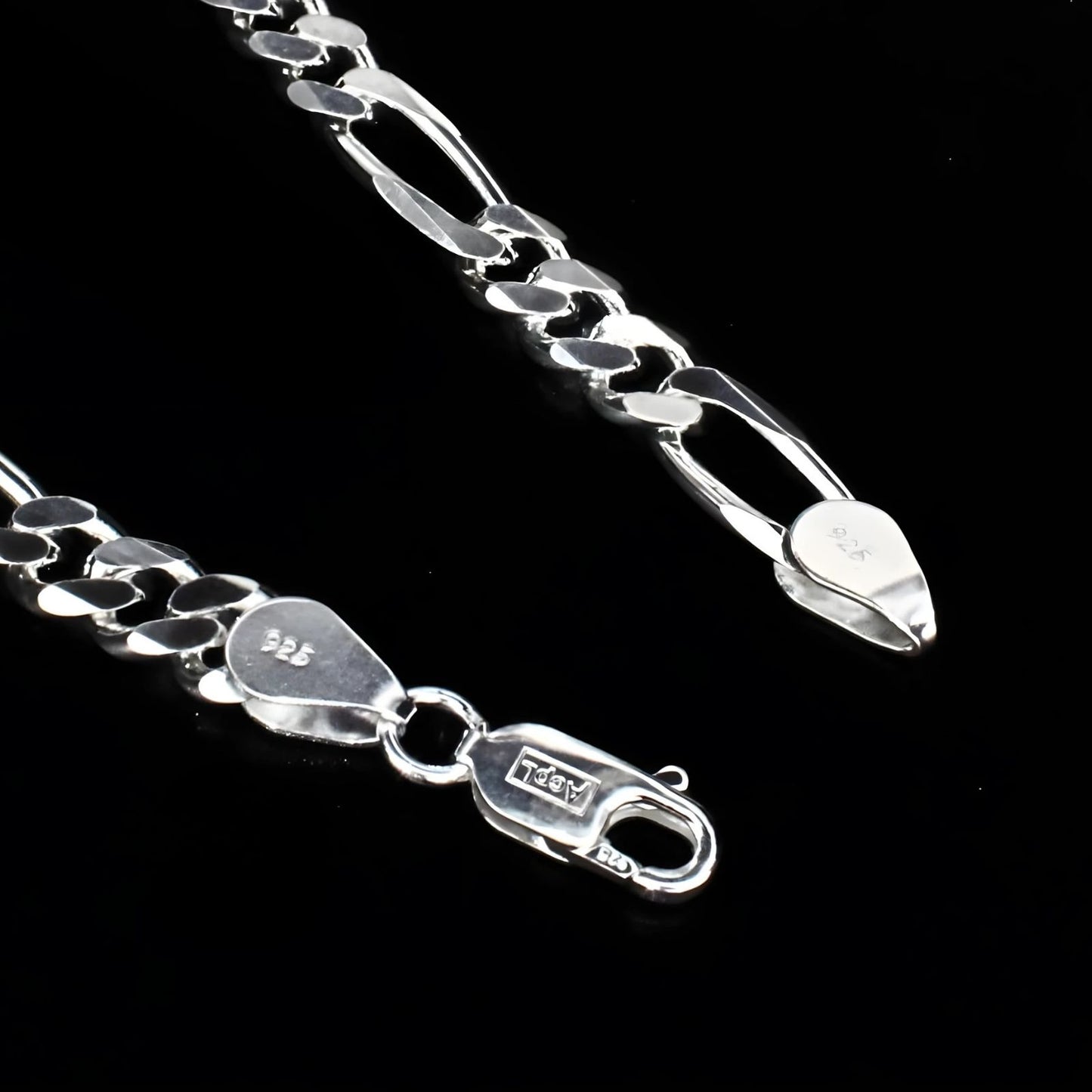 925 Sterling Silver daily wear Men's figaro Chain Bracelet 8.5"