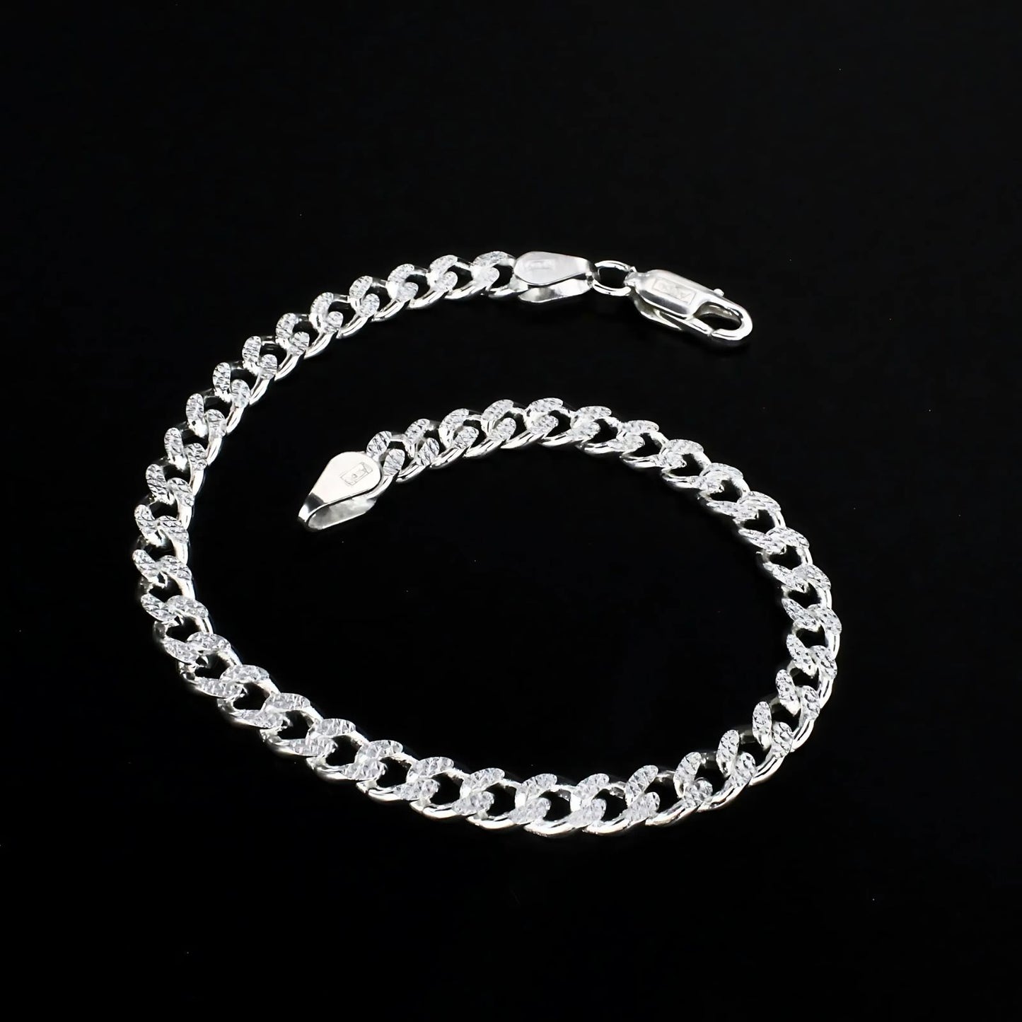 925 Sterling Silver cuban link Men's Chain Bracelet 8.5"