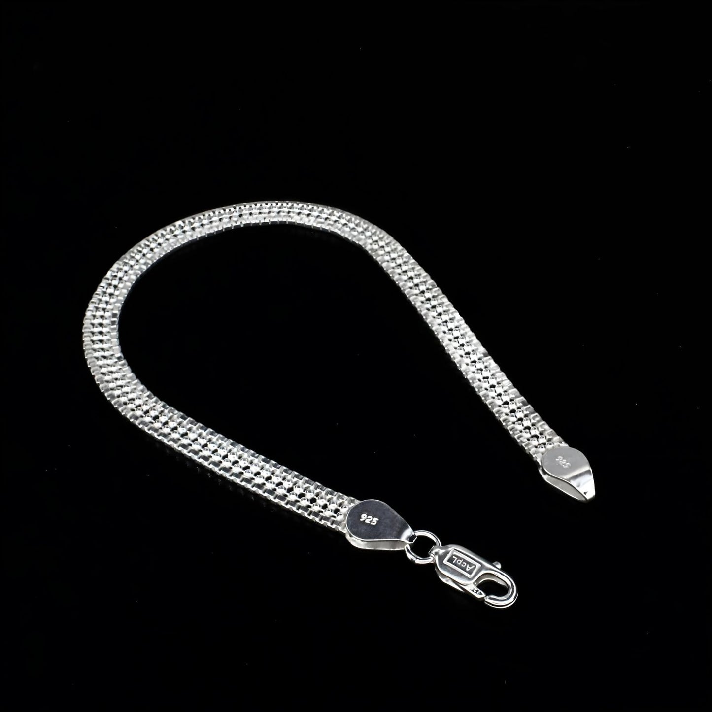 925 Sterling Silver elegant flat design Men's Chain Bracelet 8.5"
