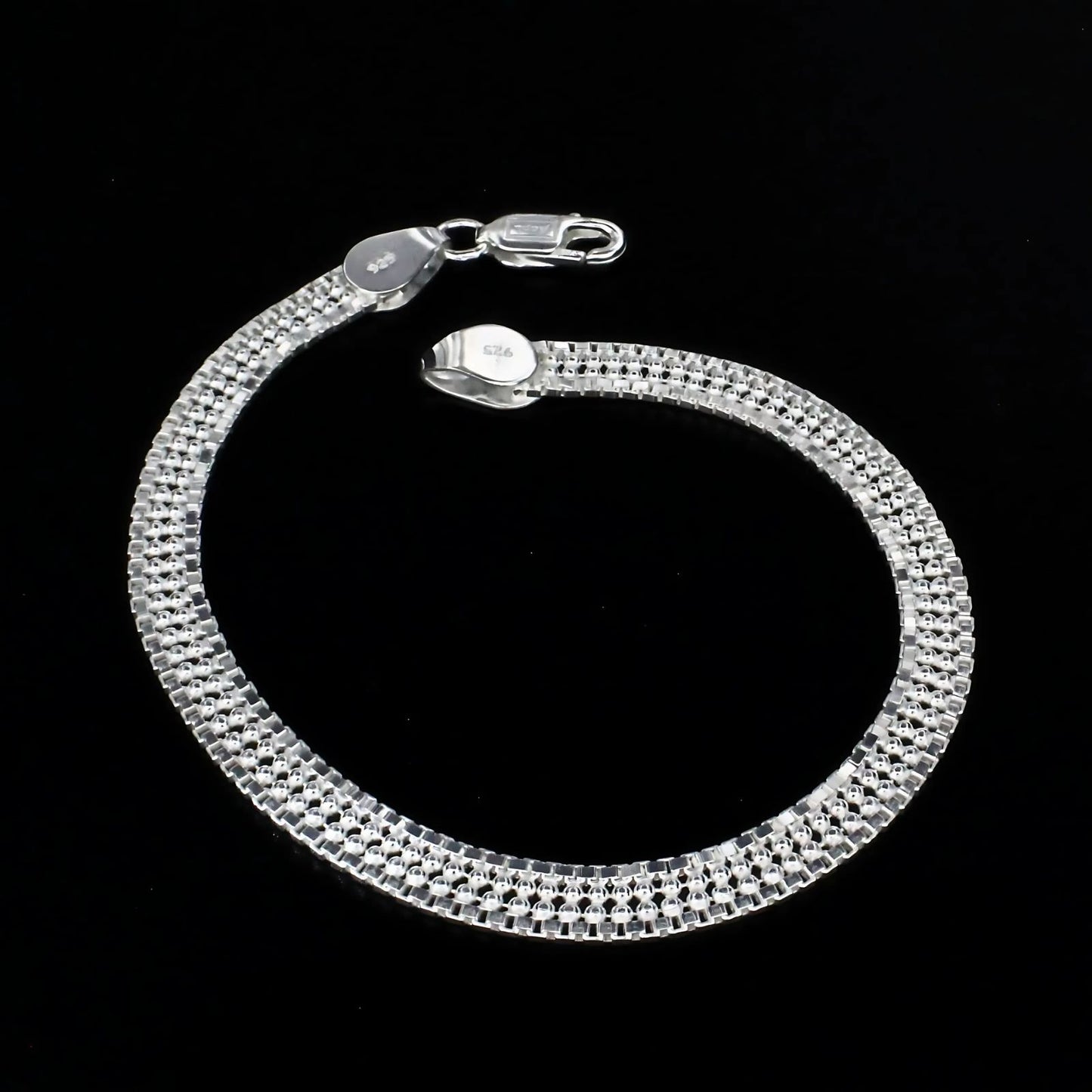 925 Sterling Silver elegant flat design Men's Chain Bracelet 8.5"