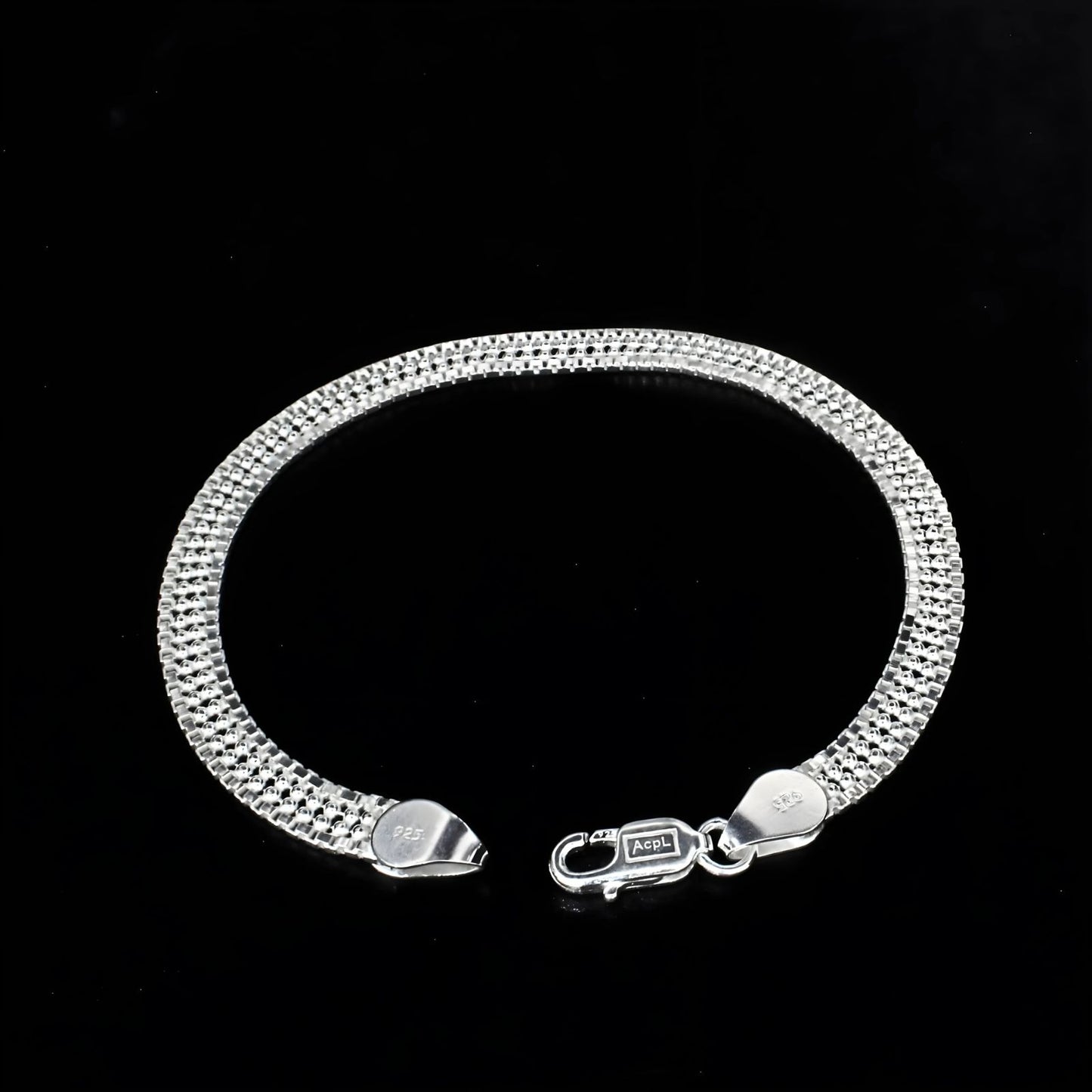 925 Sterling Silver elegant flat design Men's Chain Bracelet 8.5"