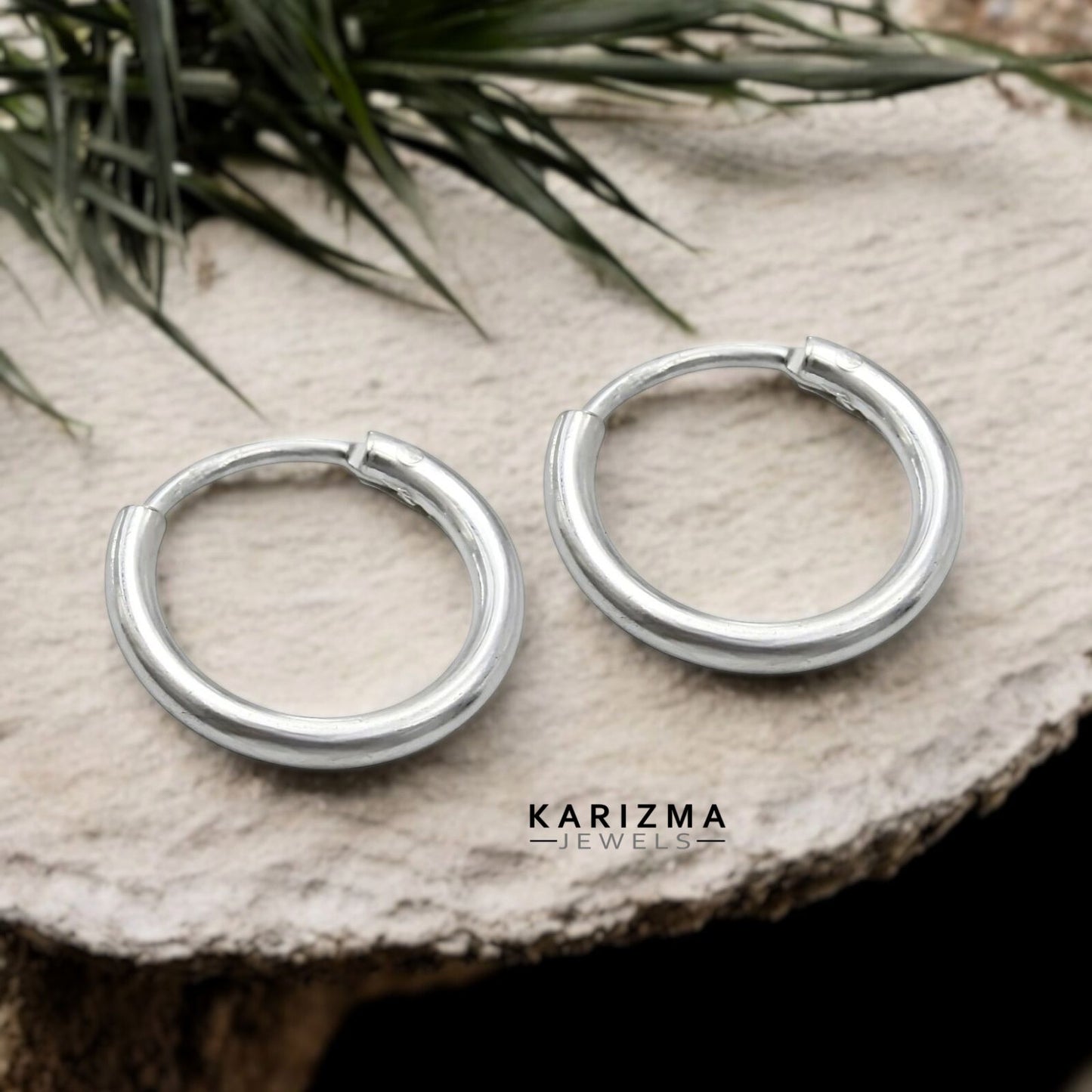 Real Sterling Silver plain ring Earrings Small hinged Hoop for Girls - Pair