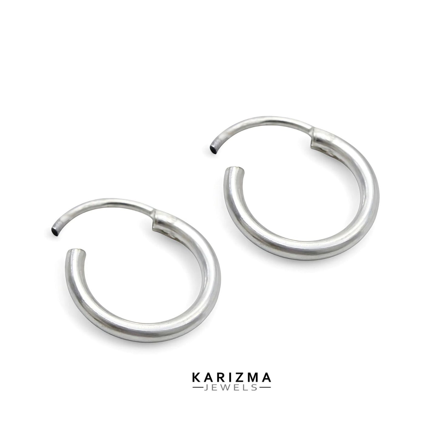 Real Sterling Silver plain ring Earrings Small hinged Hoop for Girls - Pair