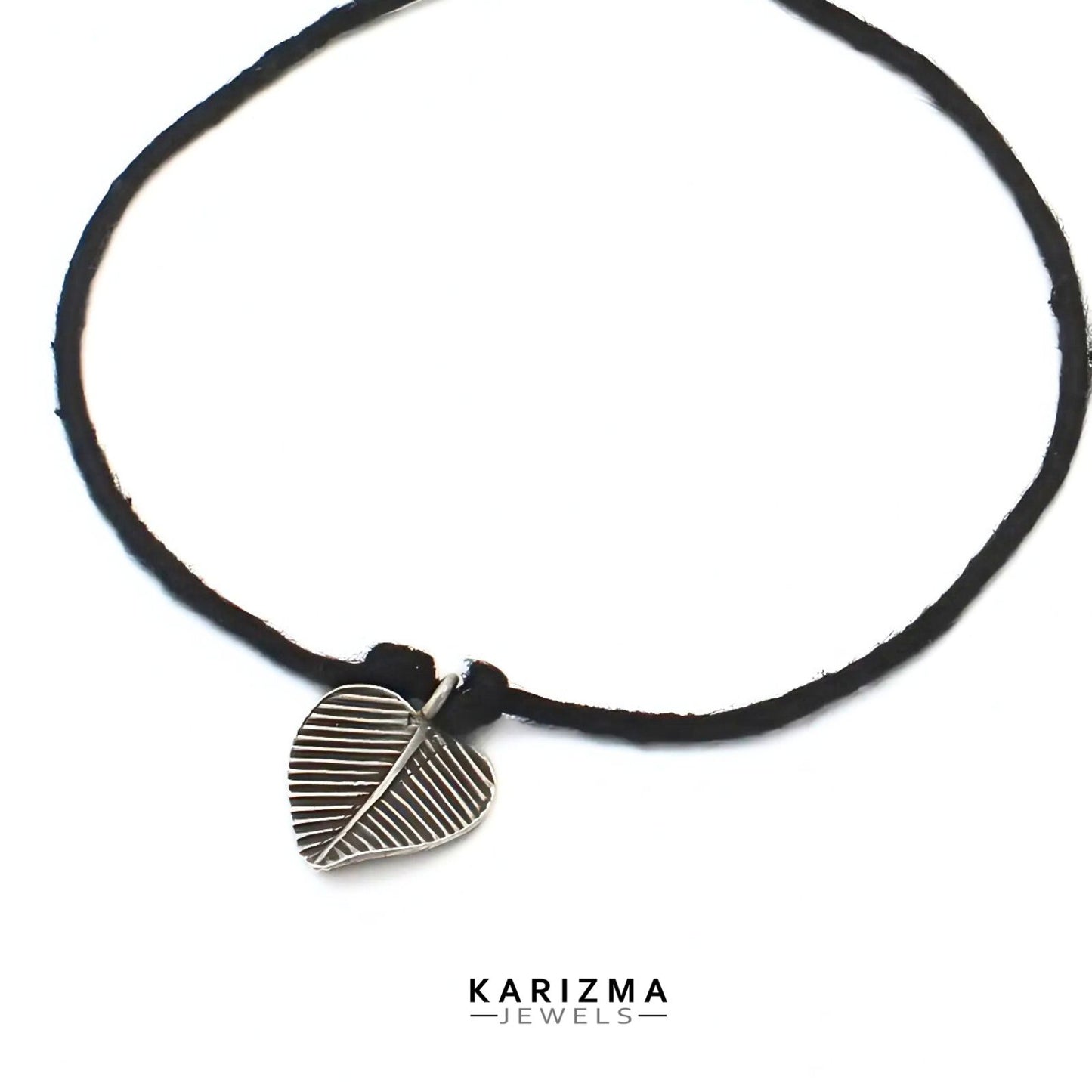 925 Real Silver Oxidized twisted leaf Pendant for Women & Girl's
