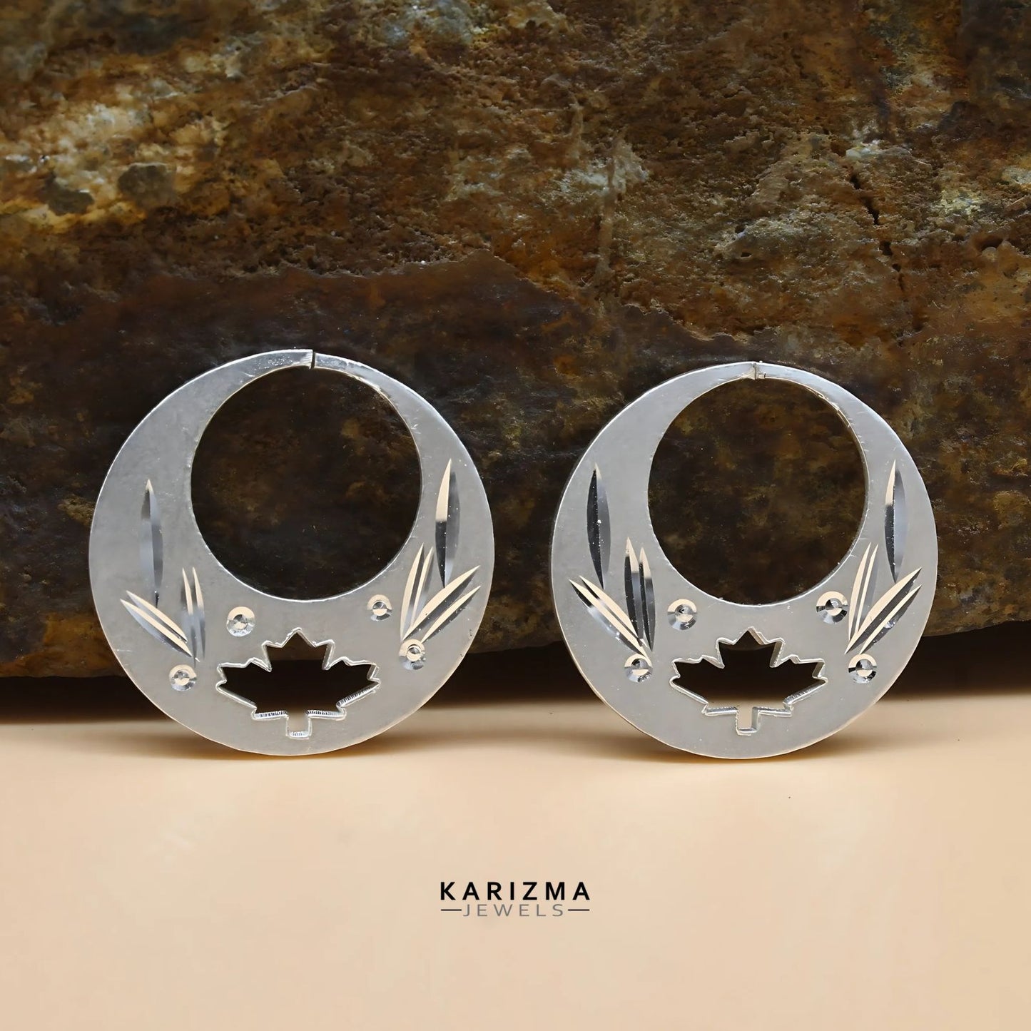 Real Sterling Silver Excellent Round Moon Shaped Nattiyan (Nanti) earring for Men