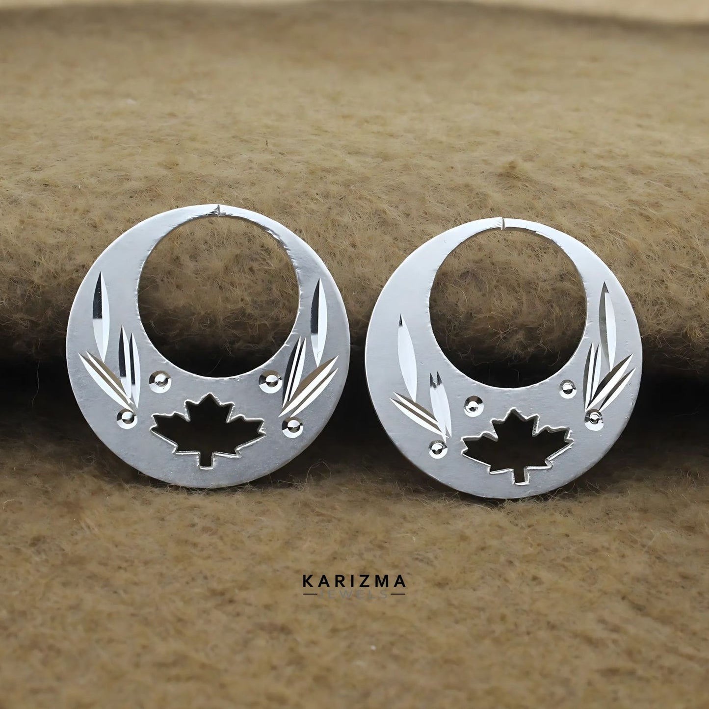 Real Sterling Silver Excellent Round Moon Shaped Nattiyan (Nanti) earring for Men