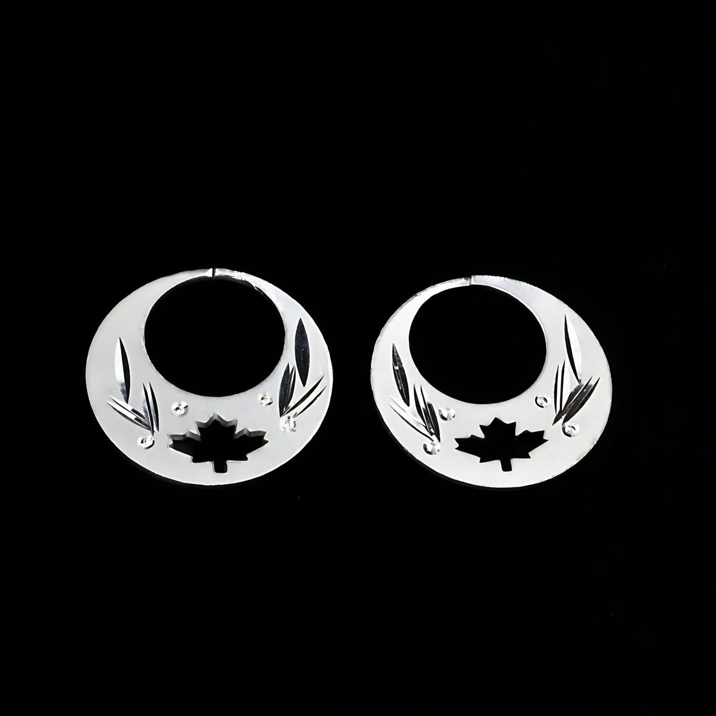 Real Sterling Silver Excellent Round Moon Shaped Nattiyan (Nanti) earring for Men