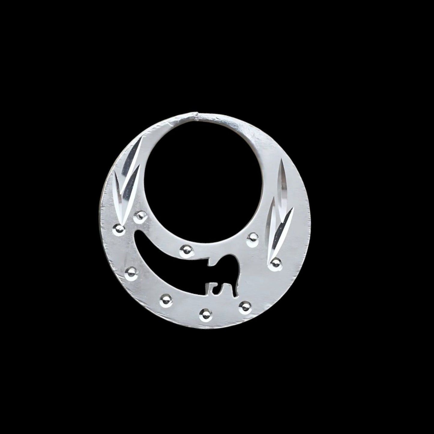 Unique trendy Real Sterling Silver Round Moon Shaped Nattiyan (Nanti) earring for Men