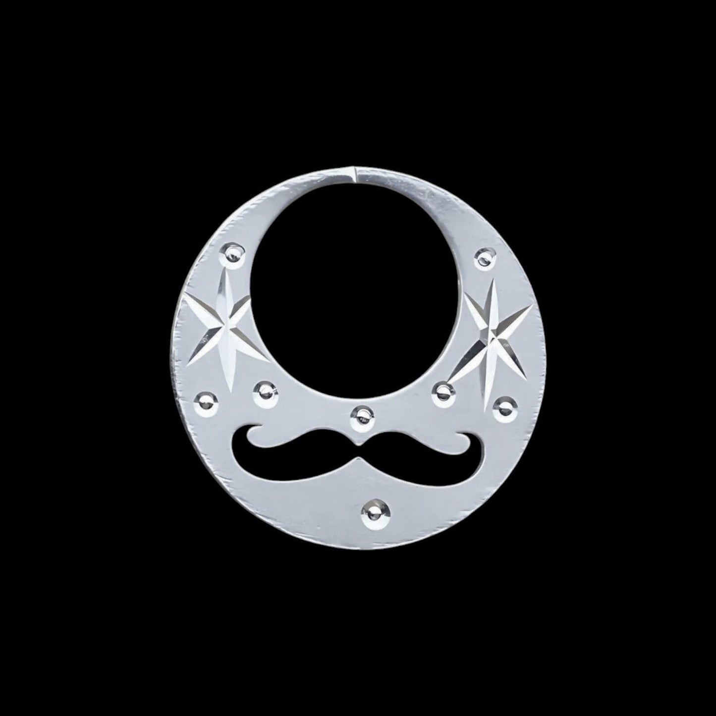 Real Sterling Silver Round stylish Moon Shaped MOUSTACHE Nattiyan (Nanti) earring for Men