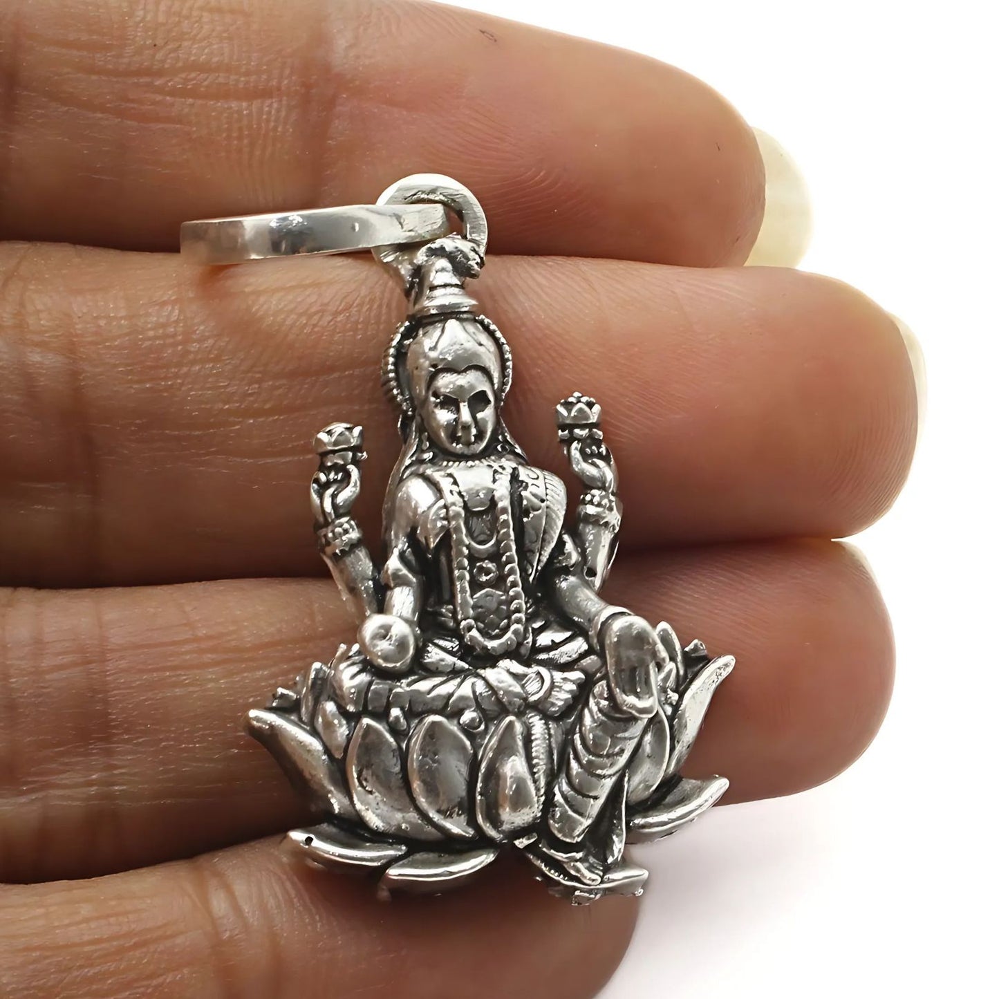 925 Real Sterling Silver Goddess Lakshmi Pendant