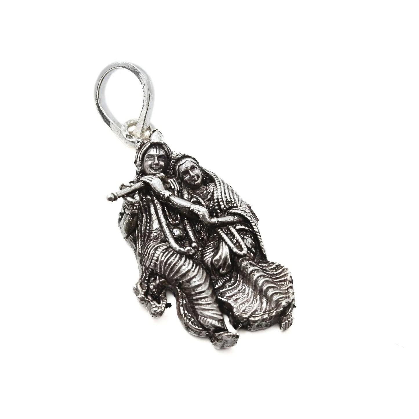 925 Real Sterling Silver Divine Radha Krishna Pendant