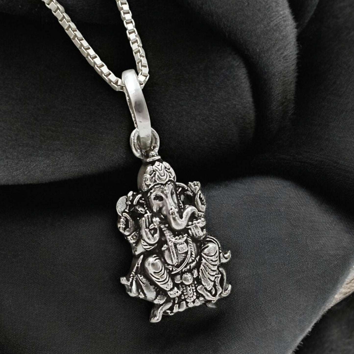 925 Real Sterling Silver Lord Ganesha Pendant